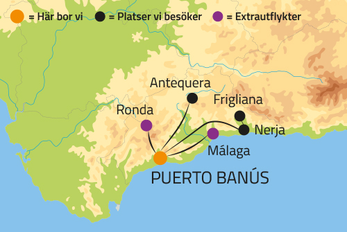 Geografisk karta över Puerto Banús i Spanien.